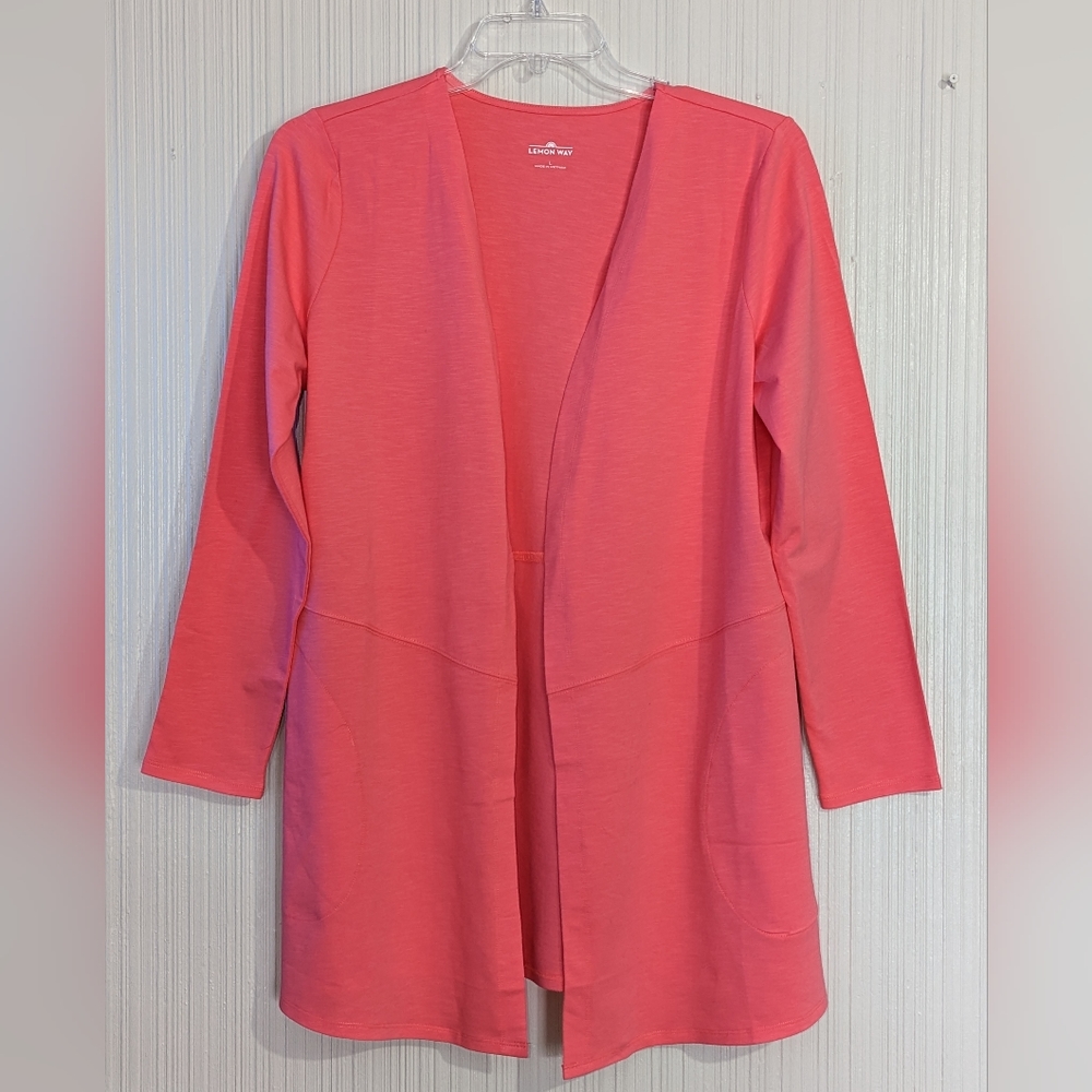 Lemon Way Knit Cardigan, Coral, Sz L